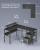 VASAGLE Birou in forma de L, suport monitor, raft si 2 sertare, 4 prize si 2 USB, 120x150x76 cm, negru Household NewTrend