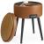 VASAGLE Taburet cu spatiu de depozitare, tapitat PU, cu 2 fete, diametru 32 cm, maro Household NewTrend