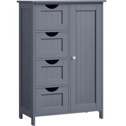 VASAGLE Dulap de baie, din MDF, cu 4 sertare, raft reglabil, 30x55x82 cm, gri Household NewTrend