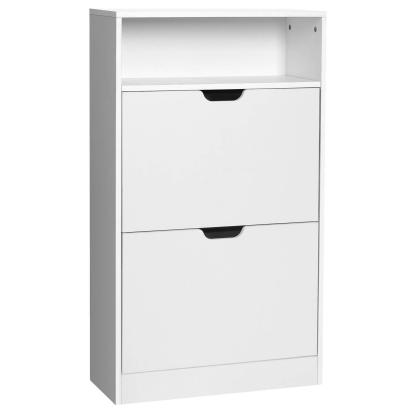 VASAGLE Dulap pantofi cu 3 usi rabatabile, pentru 8-12 perechi, 60x24x102 cm, alb Household NewTrend