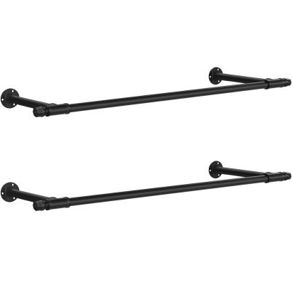 SONGMICS Set 2 sine metalice de agatat haine, montare pe perete, aspect industrial, 84x30x7cm, negru Household NewTrend