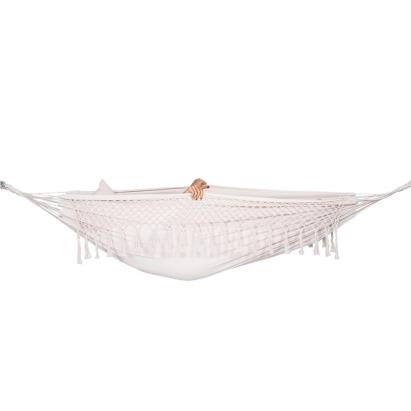 Hamac doua persoane cu franjuri si 2 perne, 200kg, 200×150 cm, bej Household NewTrend