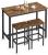 VASAGLE Set masa de bar cu 2 scaune, cadru din otel, blat lemn, stil industrial, 120x60x90cm, maro rustic Household NewTrend