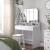 VASAGLE Masa de toaleta cu oglinda rabatabila si 2 sertare, 3 compartimente deschise, 100x40x142cm, alb Household NewTrend