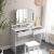 VASAGLE Masa de toaleta cu oglinda rabatabila si 2 sertare, 3 compartimente deschise, 100x40x142cm, alb Household NewTrend