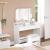 VASAGLE Masa de toaleta cu oglinda rabatabila si 2 sertare, 3 compartimente deschise, 100x40x142cm, alb Household NewTrend