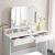 VASAGLE Masa de toaleta cu oglinda rabatabila si 2 sertare, 3 compartimente deschise, 100x40x142cm, alb Household NewTrend