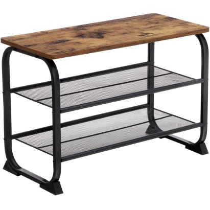 VASAGLE Raft pentru pantofi metalic, cu 2 polite, stil industrial, 66x45x30cm, maro Household NewTrend