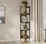 VASAGLE Raft de colt boho, cadru metalic, polite MDF si panouri poliratan, 32x32x156cm, negru Household NewTrend