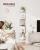 VASAGLE Raft de colt boho, cadru metalic, polite MDF si panouri poliratan, 32x32x156cm, alb Household NewTrend