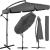 Umbrela de gradina cu brat lateral banana, cu husa, 300cm, gri Household NewTrend