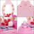 Masa toaleta pentru copii, cu taburet, 19 accesorii joaca, din plastic, 37x20x60 cm, roz Household NewTrend