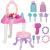 Masa toaleta pentru copii, cu taburet, 19 accesorii joaca, din plastic, 37x20x60 cm, roz Household NewTrend
