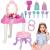 Masa toaleta pentru copii, cu taburet, 19 accesorii joaca, din plastic, 37x20x60 cm, roz Household NewTrend