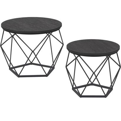 VASAGLE Set de 2 mese de cafea, stil industrial, 50x40cm si 40x36cm, negru Household NewTrend