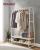 VASAGLE Raft pentru haine cu suport pentru pantofi, 2 polite, 6 carlige laterale, 45x100x160cm, alb-crem Household NewTrend