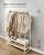 VASAGLE Raft pentru haine cu suport pentru pantofi, 2 polite, 6 carlige laterale, 45x100x160cm, alb-crem Household NewTrend