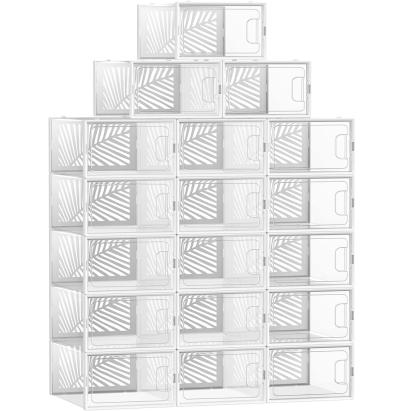 SONGMICS Cutii de pantofi, set de 18 organizatoare stivuibile, structura rezistenta ABS, 34x23x14cm, transparent Household NewTrend