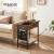 VASAGLE Masa laterala pliabila, tip noptiera, cu prize si porturi USB, raft si geanta din textil, 60x32x60 cm, maro rustic Household NewTrend
