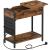 VASAGLE Masa laterala pliabila, tip noptiera, cu prize si porturi USB, raft si geanta din textil, 60x32x60 cm, maro rustic Household NewTrend