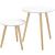 VASAGLE Masa de cafea, set de 2 bucati, picioare din lemn si blat MDF, design minimalist scandinav, 45x50cm si 35x35cm, alb Household NewTrend