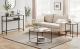 VASAGLE Masa de intrare, pe 2 nivele, blat din sticla securizata, cadru metalic, 35x100x80cm, negru Household NewTrend