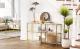 VASAGLE Masa de intrare, pe 3 nivele, blat din sticla securizata, cadru metalic, 30x130x73cm, auriu Household NewTrend