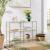 VASAGLE Masa de intrare, pe 3 nivele, blat din sticla securizata, cadru metalic, 30x100x73cm, auriu Household NewTrend