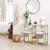 VASAGLE Masa de intrare, pe 3 nivele, blat din sticla securizata, cadru metalic, 30x100x73cm, auriu Household NewTrend