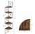 VASAGLE Raft de perete pentru colt, cadru otel cu 5 etaje din MDF, 20x20x128cm, maro rustic si negru Household NewTrend