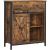 VASAGLE Comoda pentru living sau bucatarie, cu 2 sertare si usa glisanta, rafturi reglabile, stil rustic, 30x70x80cm, maro si negru Household NewTrend