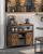 VASAGLE Comoda pentru living sau bucatarie, cu 2 usi glisante, rafturi reglabile, stil rustic, 33x100x80cm, maro si negru Household NewTrend