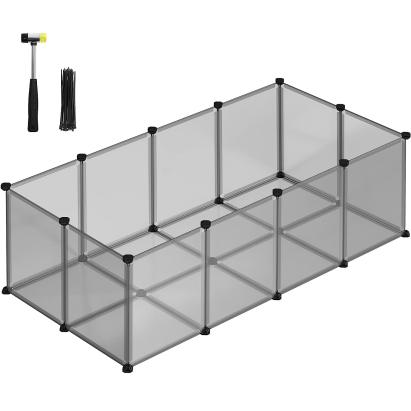 SONGMICS Tarc pentru animale de companie, din plastic, DIY, configurabil, 143x73x46cm, gri Household NewTrend