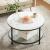 VASAGLE Masa de cafea rotunda cu blat din imitatie de marmura, polita suplimentara din sticla, 80x45cm, alb si negru Household NewTrend