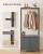 VASAGLE Cos de rufe, 2 compartimente, saci de rufe detasabili, 2 rafturi, tija umerase, 2x46L, 73x33x177cm, gri Household NewTrend