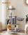 FEANDREA Ansamblu de joaca pentru pisici, tip copac, cu culcus si ascunzatoare, 50x40x110cm, gri deschis Household NewTrend