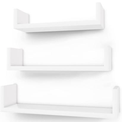 SONGMICS Rafturi plutitoare de perete, set 3 bucati, MDF, 30, 35 si 40 cm, alb Household NewTrend