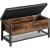 VASAGLE Pantofar de lemn cu spatiu de depozitare tip banca, cu sezut captusit si polita depozitare, stil industrial, 100x40x47cm, maro rustic si negru Household NewTrend