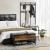 VASAGLE Pantofar de lemn cu spatiu de depozitare tip banca, cu sezut captusit si polita depozitare, stil industrial, 100x40x47cm, maro rustic si negru Household NewTrend