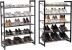 SONGMICS Raft de depozitare pantofi pe 5 niveluri, metal, rafturi plate sau unghiulare reglabile, 31x74x104cm, negru Household NewTrend