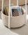 VASAGLE Masuta de cafea rotunda cu cos de stofa, stil modern, 45x50cm, alb cu bej Household NewTrend