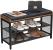 VASAGLE Banca pentru hol, cu raft suport de pantofi, sezut captusit imitatie piele, design industrial, 30x80x48cm, negru cu maro Household NewTrend