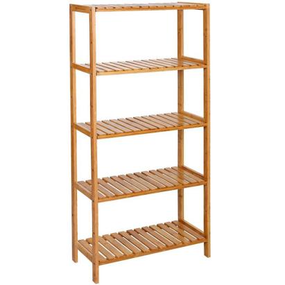 SONGMICS Raft de depozitare din bambus, 5 polite, pentru bucatarie sau baie, 130x60x26cm, maro natural Household NewTrend