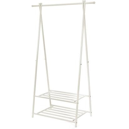 SONGMICS Suport pentru haine, cu raft depozitare pe 2 niveluri, cadru metalic, 88x41x155cm, alb Household NewTrend