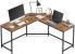 VASAGLE Birou de colt in forma de L, cadru din otel, 149x149x75cm, industrial, maro rustic si negru Household NewTrend