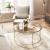 VASAGLE Masa de cafea rotunda, din sticla securizata cu cadru metalic, 84x84x45cm, auriu Household NewTrend