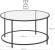 VASAGLE Masa de cafea rotunda, din sticla securizata cu cadru metalic, 84x84x45cm, negru Household NewTrend