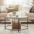 VASAGLE Masa de cafea rotunda, din sticla securizata cu cadru metalic, 84x84x45cm, negru Household NewTrend