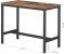 VASAGLE  Masa de bar pentru bucatarie, dreptunghiulara, inalta, cadru de otel, 60x120x90cm, stil industrial, maro rustic si negru Household NewTrend