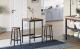 VASAGLE  Masa de bar pentru bucatarie, patrata, inalta, cadru de otel, 60x60x92cm, stil industrial, maro rustic si negru Household NewTrend